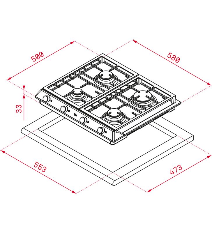 Teka 112610042 Encimera De Cocina Ex 60 1 4g Ai Al Dr Ci Btn Ss E1